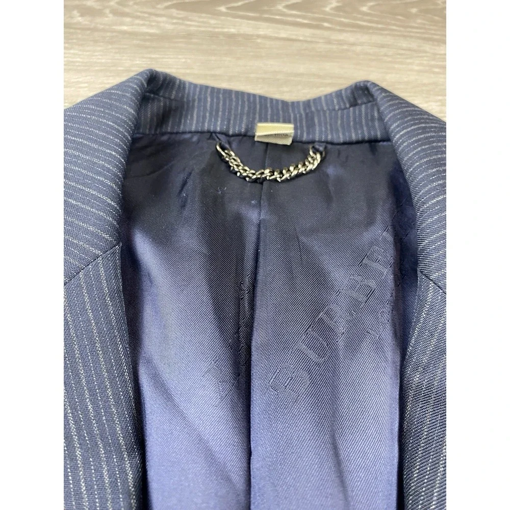 Burberry London Men's Striped 100% Wool Suit Jacket Navy Size 52 R‎